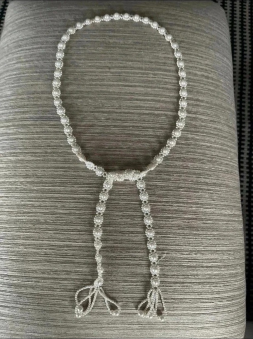 Beaded Pendant Necklace in Silver & White Like New